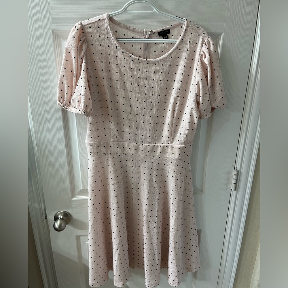 Ann Taylor Factory Blush Dress with Black & White Dots